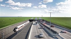 Stavba 18 kilometrů dlouhého tunelu pro automobily a vlaky, který propojí... Stavba 18 kilometrů dlouhého tunelu pro automobily a vlaky, který propojí...