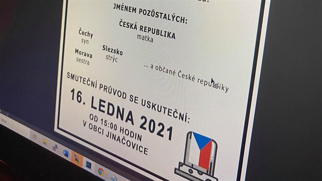 Číšník Tomáš Franzki z pivního šenku Čtyři růže plánuje smuteční průvod k domu ministra zdravotnictví Jana Blatného v Jinačovicích u Brna.