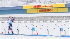Markéta Davidová na střelnici v Oberhofu Markéta Davidová na střelnici v Oberhofu