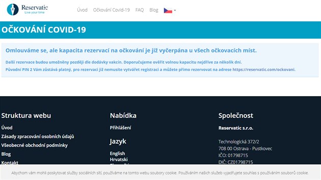 Systém rezervací hlásí, že kapacita je již vyčerpaná. Systém rezervací hlásí, že kapacita je již vyčerpaná.