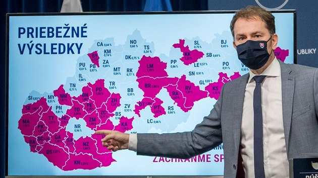 Slovensk premir Igor Matovi prezentuje vsledky celoplonho testovn oban na koronavirus. (26. ledna 2021)