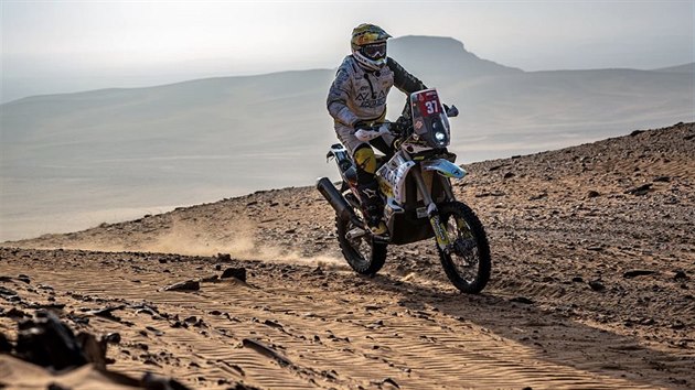 David Pabika na trati Rallye Dakar 2021 v Sadsk Arbii.