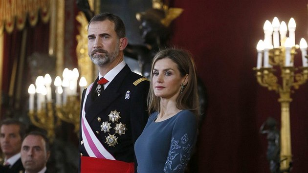 panlsk krl Felipe VI. a krlovna Letizia (Madrid, 6. ledna 2015)