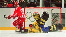 Švédský gólman Tommy Salo vychytal v olympijském finále v Lillehammeru i... Švédský gólman Tommy Salo vychytal v olympijském finále v Lillehammeru i...