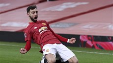 Bruno Fernandes z Manchesteru United oslavuje rozhodující gól v zápase FA Cupu... Bruno Fernandes z Manchesteru United oslavuje rozhodující gól v zápase FA Cupu...