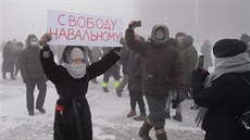 Demonstranti v Jakutsku požadovali propuštění kritika Kremlu Alexeje Navalného.... Demonstranti v Jakutsku požadovali propuštění kritika Kremlu Alexeje Navalného....