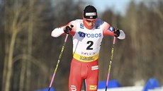 Johannes Klaebo během sprintu ve Falunu Johannes Klaebo během sprintu ve Falunu