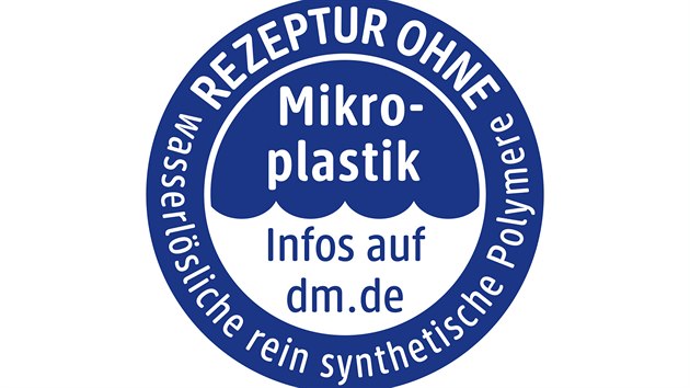 Oznaen produkt bez mikroplast v dm drogerii markt.