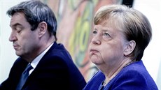 Německá kancléřka Angela Merkelová a ministerský předseda Bavorska Markus Söder Německá kancléřka Angela Merkelová a ministerský předseda Bavorska Markus Söder