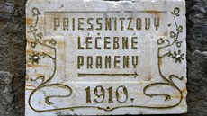Priessnitzovy lázně Jeseník, pamětní cedule Priessnitzovy léčebné prameny Priessnitzovy lázně Jeseník, pamětní cedule Priessnitzovy léčebné prameny