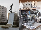 Sochy skateboardistů z Kuřimi a z pražské Folimanky