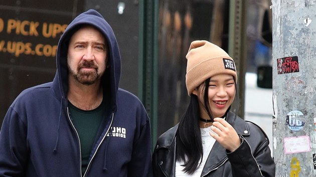 Nicolas Cage a Riko Shibata (New York, 3. bezna 2020)