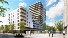 Plánovaná podoba budovaného multifunkčního domu Ponávka Tower v Bratislavské... Plánovaná podoba budovaného multifunkčního domu Ponávka Tower v Bratislavské...