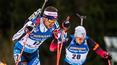 Michal Krčmář běží stíhací závod v Novém Městě. Michal Krčmář běží stíhací závod v Novém Městě.