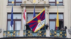 Vyvěšení tibetské vlajky. Praha Mariánské náměstí (10.března 2021) Vyvěšení tibetské vlajky. Praha Mariánské náměstí (10.března 2021)