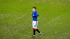 Nathan Patterson z Rangers na domácím stadionu v Ibrox Parku. Nathan Patterson z Rangers na domácím stadionu v Ibrox Parku.