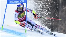 Alexis Pinturault v obím slalomu v Kranjské Goe.