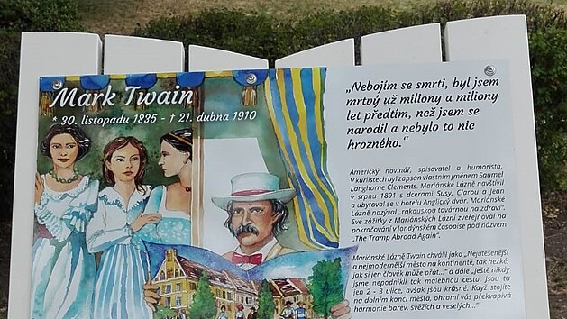 Jedna ze zastávek na mariánskolázeňské Stezce spisovatelů patří legendárnímu Marku Twainovi.