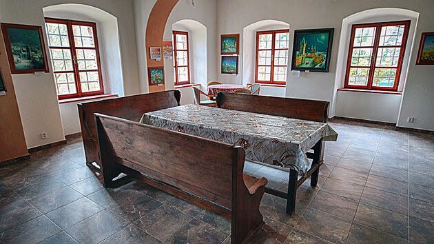 Rytířský sál – hrad a zámek Horní hrad (Hauenštejn).