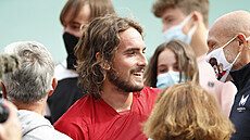 Stefanos Tsitsipas se raduje po finálovém vítězství nad Andrejem Rubljovem na... Stefanos Tsitsipas se raduje po finálovém vítězství nad Andrejem Rubljovem na...