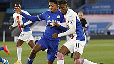 Wesley Fofana (vlevo) z Leicesteru v souboji s Wilfriedem Zahou z Crystal... Wesley Fofana (vlevo) z Leicesteru v souboji s Wilfriedem Zahou z Crystal...