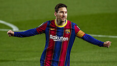 Lionel Messi z Barcelony slaví gól. Lionel Messi z Barcelony slaví gól.