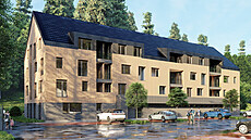 Vizualizace nového apartmánového domu na místě penzionu Mlýn v Herlíkovicích. Vizualizace nového apartmánového domu na místě penzionu Mlýn v Herlíkovicích.
