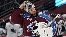 Brankář Colorada Philipp Grubauer v duelu se San Jose Brankář Colorada Philipp Grubauer v duelu se San Jose