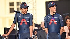 Egan Bernal (vlevo) při prezentaci 104. ročníku Gira Egan Bernal (vlevo) při prezentaci 104. ročníku Gira