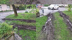 Rozježděné zkratce nepomáhá ani současné deštivé počasí. V kolejích od aut se... Rozježděné zkratce nepomáhá ani současné deštivé počasí. V kolejích od aut se...