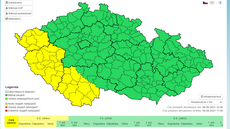 Výstraha meteorolog ped boukami vydaná v nedli 6. ervna dopoledne