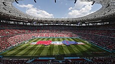 Narvaná budapešťská Puskás Aréna s napětím vyhlíží utkání mistrovství Evropy... Narvaná budapešťská Puskás Aréna s napětím vyhlíží utkání mistrovství Evropy...