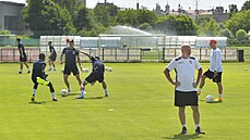 Trenér Michal Bílek (v popředí) na prvním tréninku fotbalistů Plzně při... Trenér Michal Bílek (v popředí) na prvním tréninku fotbalistů Plzně při...