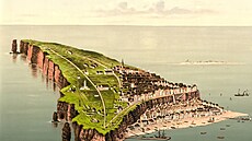 Ostrov Helgoland na dobové kresb