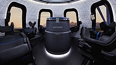 Vnitřek kapsle pro posádku Crew Capsule společnosti Blue Origin. V ní poletí... Vnitřek kapsle pro posádku Crew Capsule společnosti Blue Origin. V ní poletí...