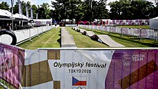 Pumptracková dráha z Obřan zapůjčená v olympijském parku. Pumptracková dráha z Obřan zapůjčená v olympijském parku.