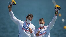 Josef Dostál s Radkem Šloufem po kilometrovém klání deblkajaků slavili bronz. Z... Josef Dostál s Radkem Šloufem po kilometrovém klání deblkajaků slavili bronz. Z...