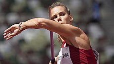 Oštěpařka Nikola Ogrodníková v kvalifikaci olympijského závodu. Oštěpařka Nikola Ogrodníková v kvalifikaci olympijského závodu.