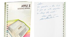 Manuál k osobnímu počítači Apple II s věnováním od Steva Jobse. Manuál k osobnímu počítači Apple II s věnováním od Steva Jobse.