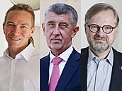 Ivan Bartoš, Andrej Babiš a Petr Fiala Ivan Bartoš, Andrej Babiš a Petr Fiala