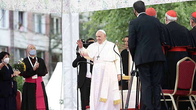 Pape Frantiek se setkal s Romy z koickho sdlit Lunk IX. (14. z 2021)