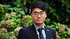 Hongkongský prodemokratický aktivista Simon Cheng, který na pozvání radnice... Hongkongský prodemokratický aktivista Simon Cheng, který na pozvání radnice...