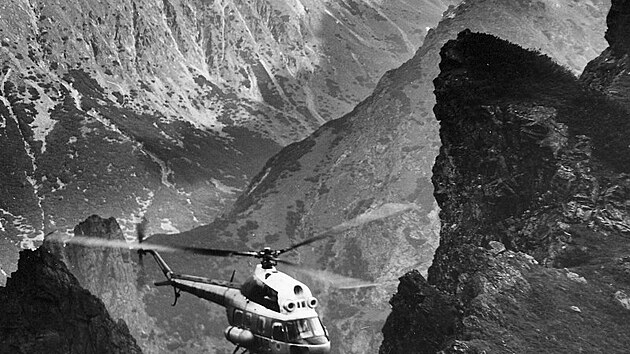 Vrtulnk Mi-2, zchrann akce ve Vysokch Tatrch, Bielovodsk dolina, rok 1975