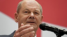 Olaf Scholz na povolební tiskové konferenci v Berlíně (27. září 2021) Olaf Scholz na povolební tiskové konferenci v Berlíně (27. září 2021)