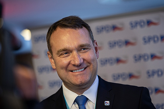 Radim Fiala dorazil do volebního tábu SPD. (9. íjna 2021)