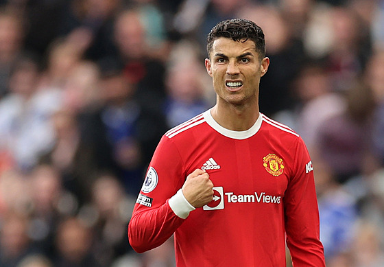 Cristiano Ronaldo z Manchesteru United bhem utkání osmého kola s Leicesterem.