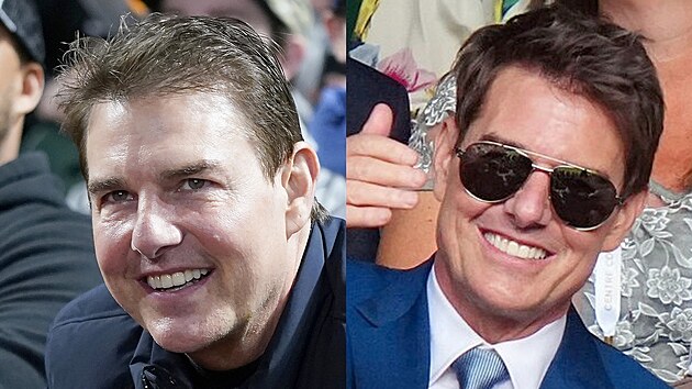 Tom Cruise v jnu (vlevo) a v ervenci 2021