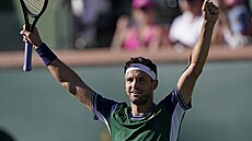 Grigor Dimitrov po vítězství v osmifinále turnaje v Indian Wells. Grigor Dimitrov po vítězství v osmifinále turnaje v Indian Wells.