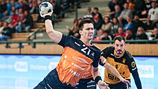 Momentka z extraligového utkání házenkářů mezi Plzní a Brnem. Momentka z extraligového utkání házenkářů mezi Plzní a Brnem.
