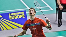 Jan Louda v semifinálovém utkání Czech Badminton Open proti indickému hrái...